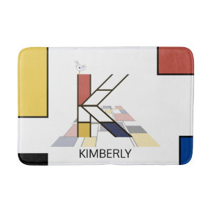 Incredible Neoplasticism Art Monogram. Letter K Bath Mat
