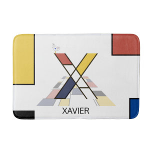 Incredible Neoplasticism Art Monogram. Letter X Bath Mat