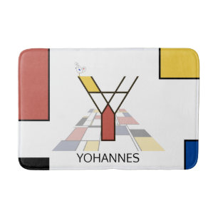 Incredible Neoplasticism Art Monogram. Letter Y Bath Mat