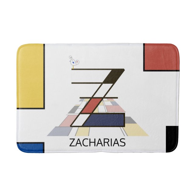Incredible Neoplasticism Art Monogram. Letter Z Bath Mat (Front)