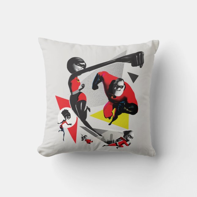 Incredibles 2 | Battling Villainy Throw Pillow (Front)