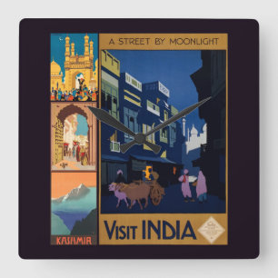 Inde Travel Poster collage horloge murale