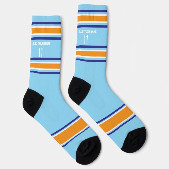 Indego and blue & orange - Name Number Socks (Right)