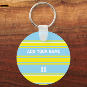 Indego and Yellow Sport Jersey - Name Number Keychain