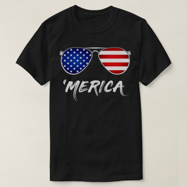 Independance Day Merica Sunglasses T-Shirt (Design Front)
