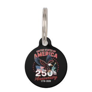 Independence Day 250th Anniversary USA Patriotic Pet Tag