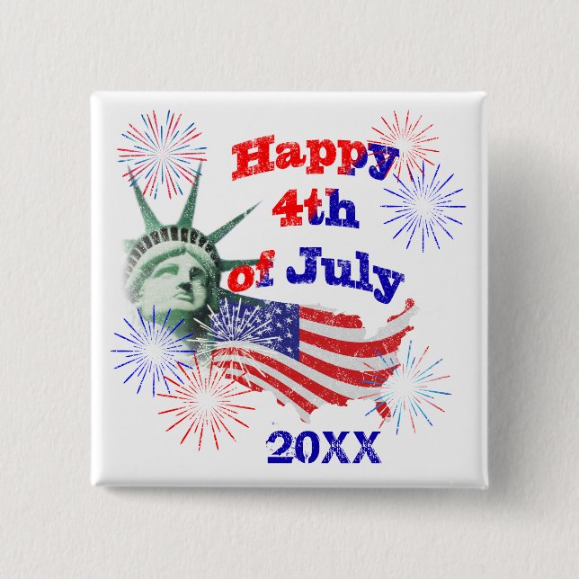 Independence Day 2 Inch Square Button (Front)