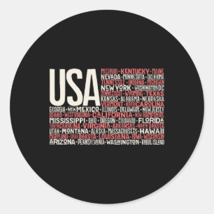Independence Day 4th July Usa Flag America State M Classic Round Sticker