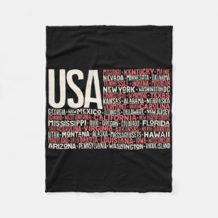 Independence Day 4th July Usa Flag America State M Fleece Blanket
