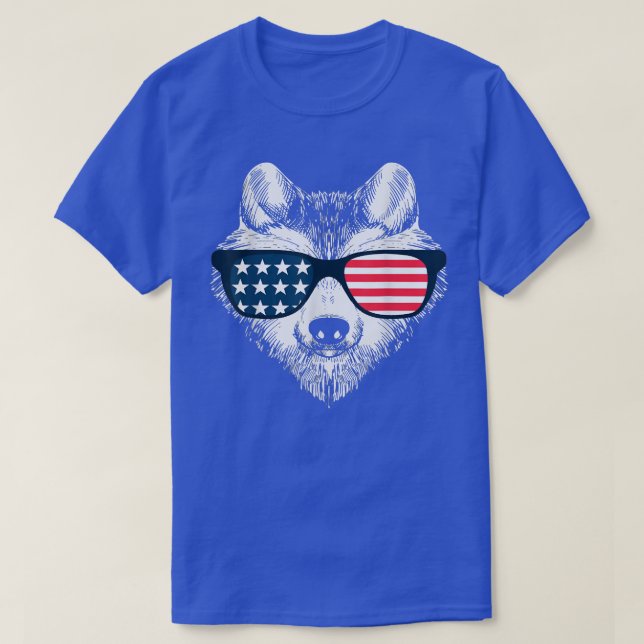 Independence Day 4th of July American Flag Fo Wolf T-Shirt (Design Front)