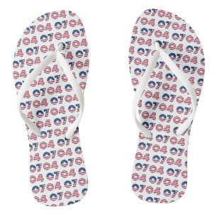 Independence Day 4th of July Stars and Stripes USA Flip Flops