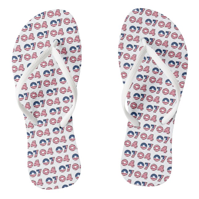 Independence Day 4th of July Stars and Stripes USA Flip Flops (Footbed)