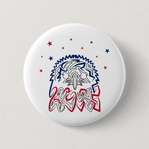 Independence Day American Eagle Stars 2 Inch Round Button