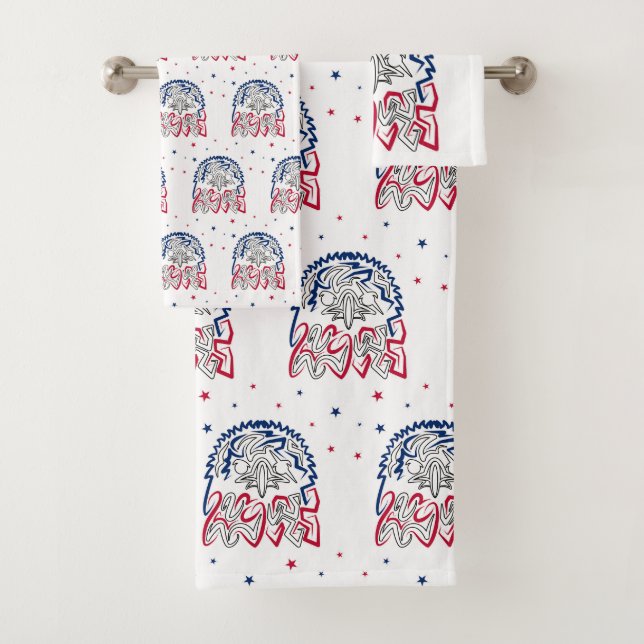 Independence Day American Eagle Stars Bath Towel Set (Insitu)
