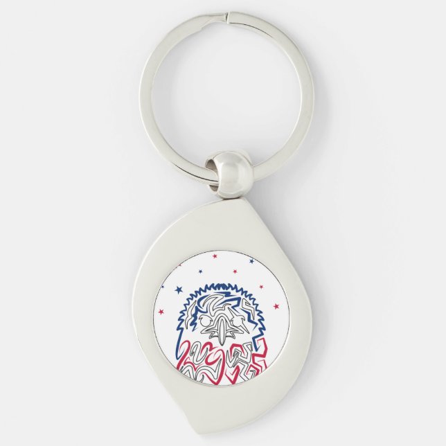 Independence Day American Eagle Stars Keychain (Front)