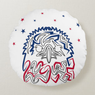 Independence Day American Eagle Stars Round Pillow