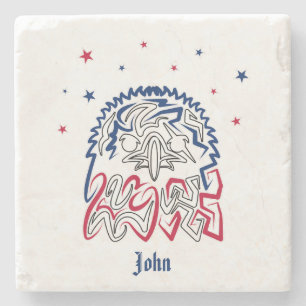 Independence Day American Eagle Stars Stone Coaster