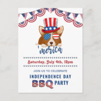 Independence Day American Flag Corgi BBQ Party