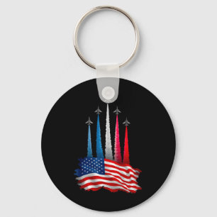 Independence Day American Flag Jet Planes Red Whit Keychain