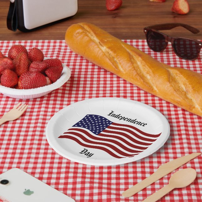 Independence Day/American Flag Paper Plate (Picnic)