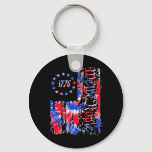 Independence Day American Flag Patriotic 1776 We T Keychain