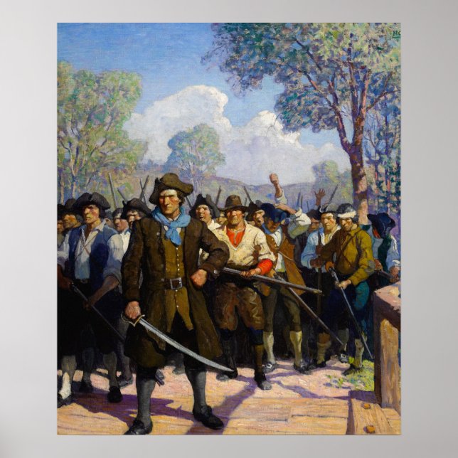 Independence Day, At Concord Bridge by N.C. Wyeth Poster (Front)