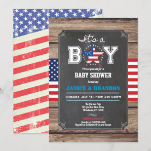 Independence Day baby boy shower chalkboard Invitation