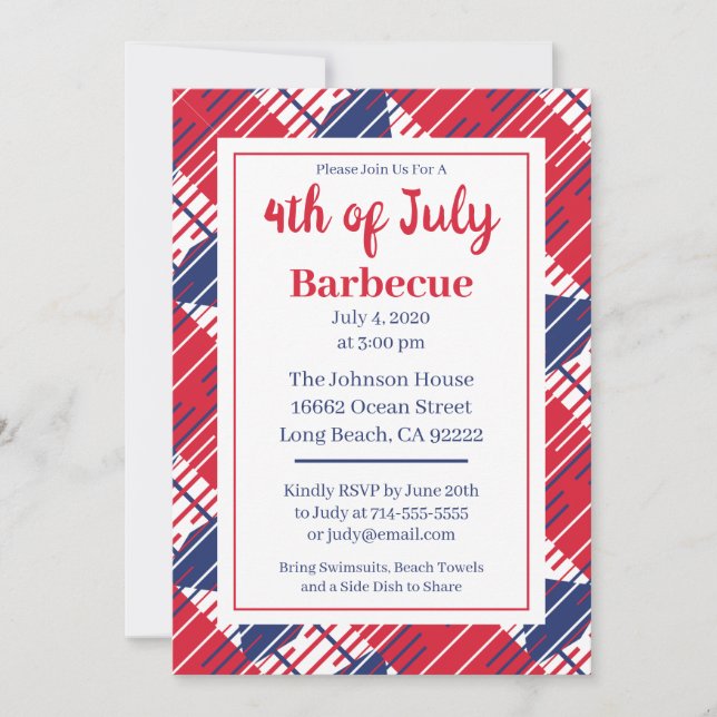 Independence Day BBQ Patriotic Colours Invitation (Front)