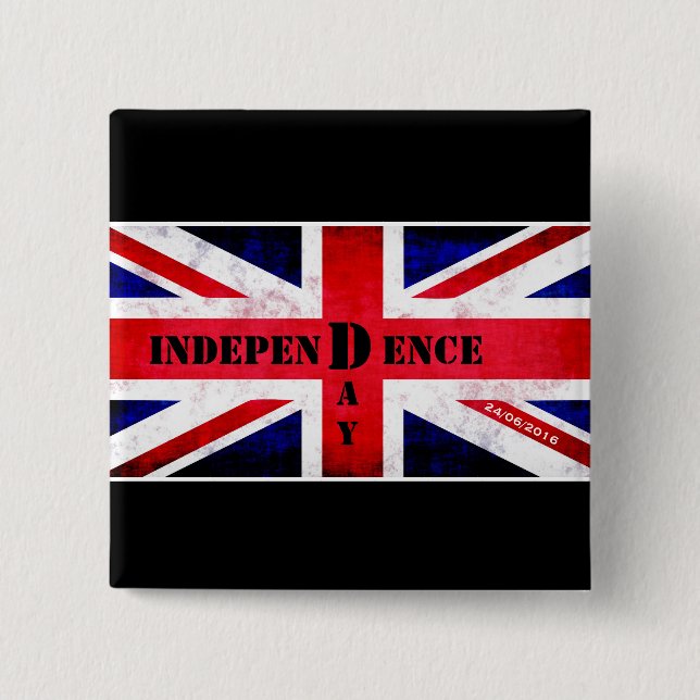 Independence Day Brexit Custom Date 26/06/2016 2 Inch Square Button (Front)