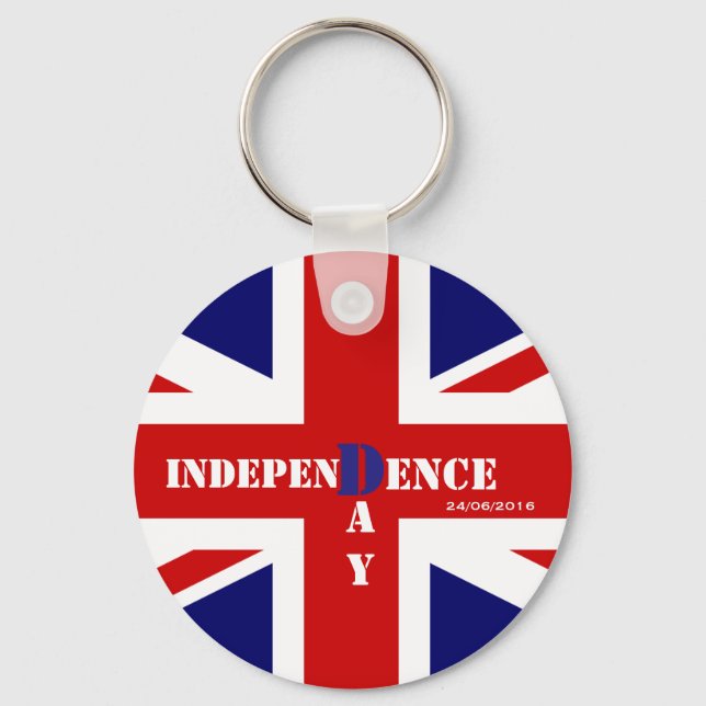 Independence Day Brexit Custom Date 26/06/2016 Keychain (Front)