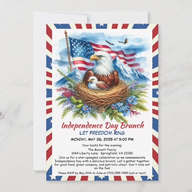 Independence Day Brunch Invitation – Bald Eagle (Front)