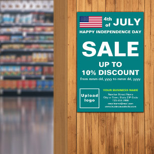 Independence Day Business Sale Teal Green Poster