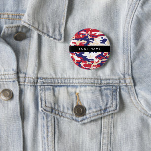Independence day Camouflage Your name Personalize 2 Inch Round Button