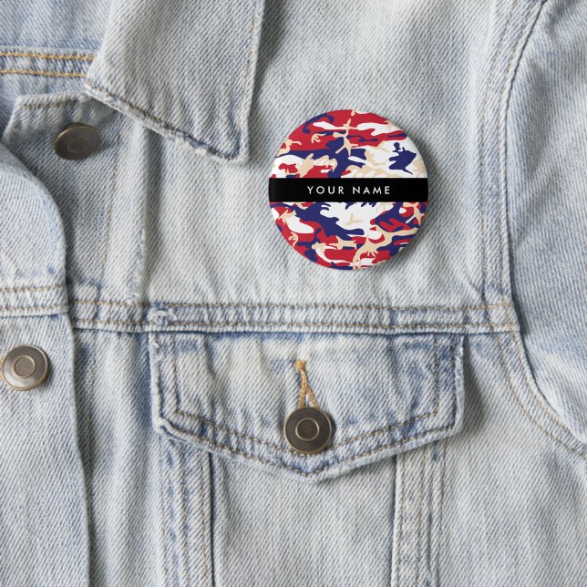 Independence day Camouflage Your name Personalize 2 Inch Round Button (In Situ)