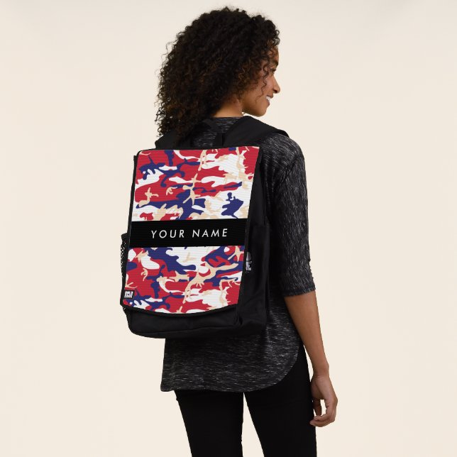 Independence day Camouflage Your name Personalize Backpack (Worn)