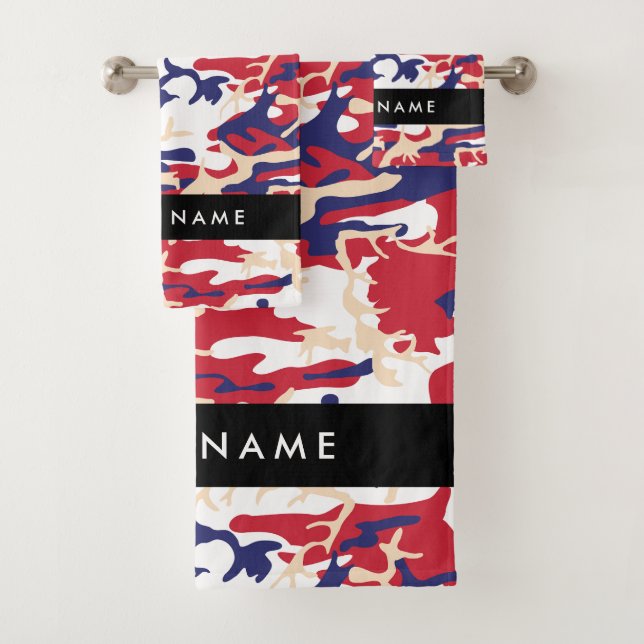 Independence day Camouflage Your name Personalize Bath Towel Set (Insitu)