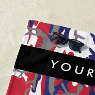 Independence day Camouflage Your name Personalize Beach Towel