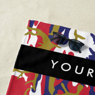 Independence day Camouflage Your name Personalize Beach Towel