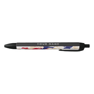 Independence day Camouflage Your name Personalize Black Ink Pen