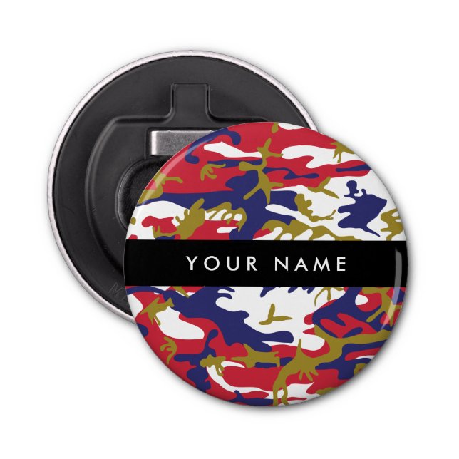 Independence day Camouflage Your name Personalize Bottle Opener (Front)