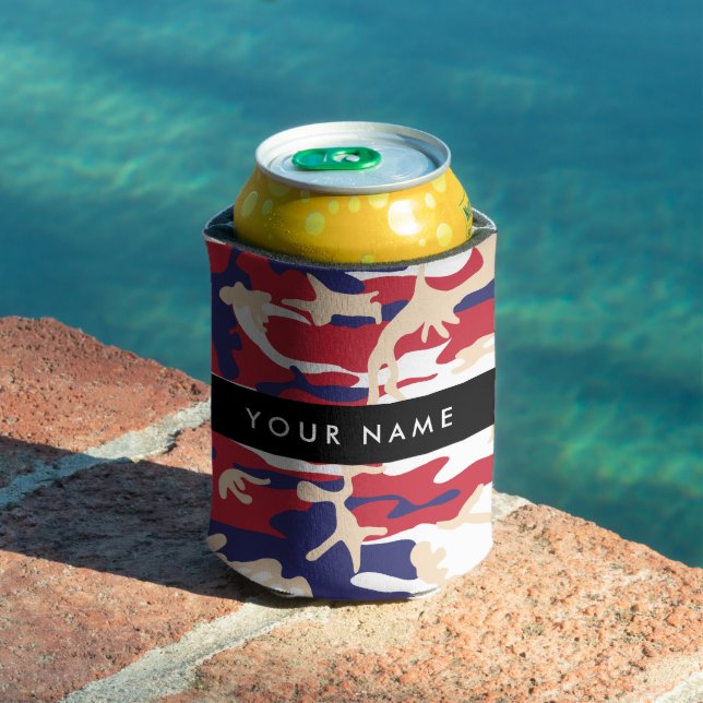 Independence day Camouflage Your name Personalize Can Cooler (In Situ Pool)