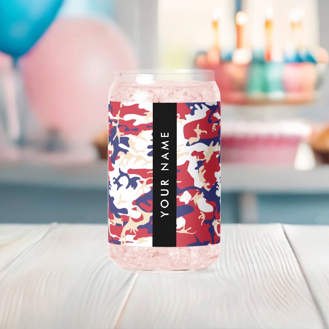Independence day Camouflage Your name Personalize Can Glass (Insitu (Baby Shower))