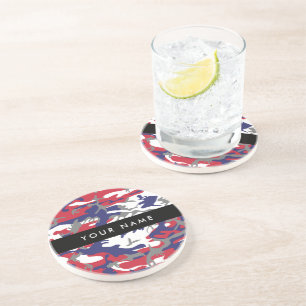 Independence day Camouflage Your name Personalize Coaster