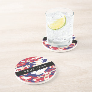 Independence day Camouflage Your name Personalize Coaster