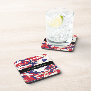 Independence day Camouflage Your name Personalize Coaster