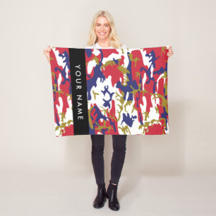 Independence day Camouflage Your name Personalize Fleece Blanket