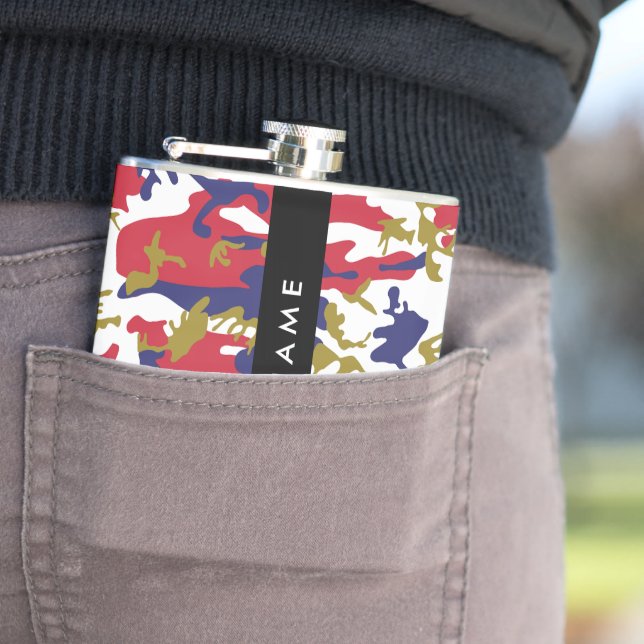 Independence day Camouflage Your name Personalize Hip Flask (In Situ)
