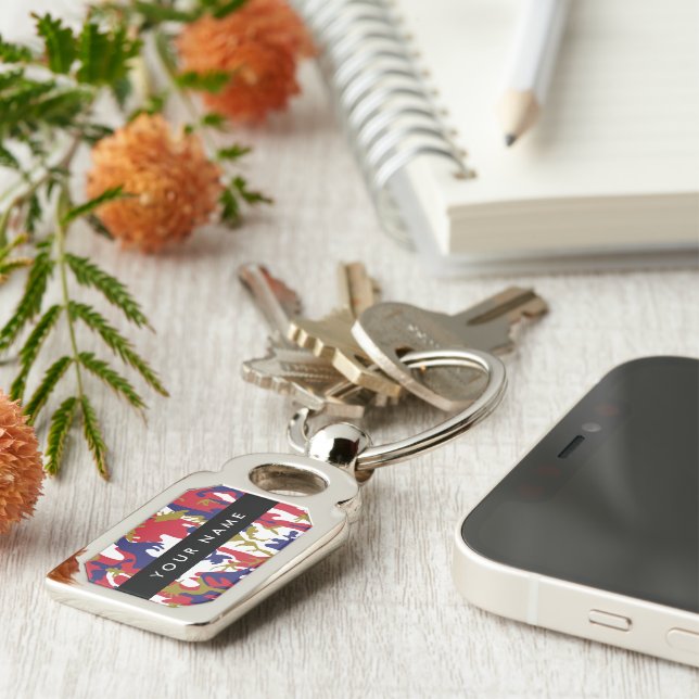 Independence day Camouflage Your name Personalize Keychain (Side)