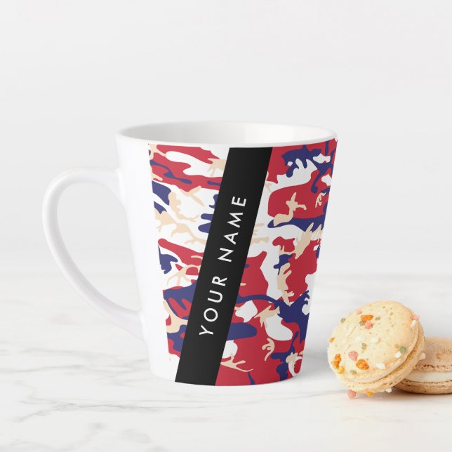 Independence day Camouflage Your name Personalize Latte Mug (In Situ)