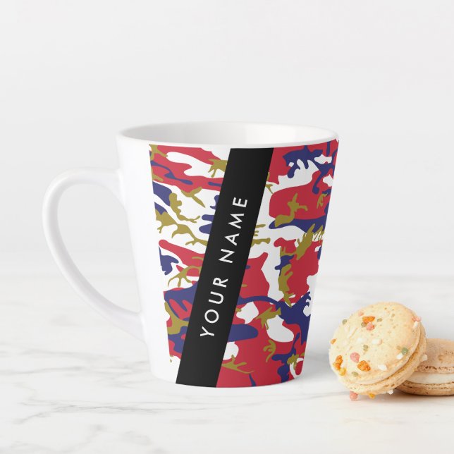 Independence day Camouflage Your name Personalize Latte Mug (In Situ)